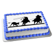 Western Roper Team Silhouette Bull Edible Cake Topper Image ABPID01156 Fashion