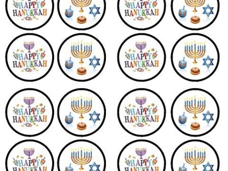 Happy Hanukkah Dreidel Menorah Star of David Edible Cupcake Topper Images ABPID01265 Cheap