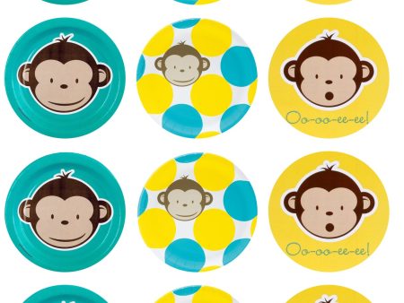 Baby Monkey Blue Yellow Backgrounds Edible Cupcake Topper Images ABPID01203 Sale