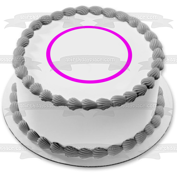 Pink Circle White Interior Edible Cake Topper Image ABPID13007 Sale