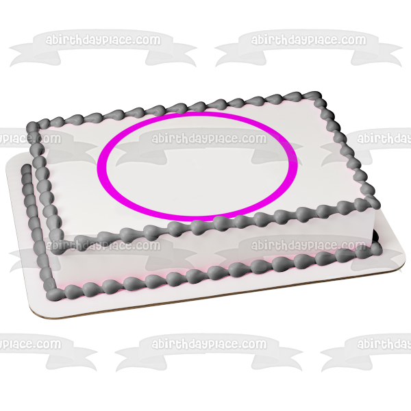 Pink Circle White Interior Edible Cake Topper Image ABPID13007 Sale