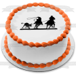 Western Roper Team Silhouette Bull Edible Cake Topper Image ABPID01156 Fashion