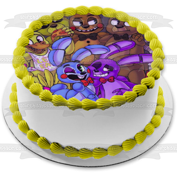 Five Nights at Freddy s 2 Chica Bonnie Golden Freddy Toy Bonnie Toy Freddy Toy Chica Foxy the Pirate the Mangle Golden Freddy Edible Cake Topper Image ABPID27197 Online Sale