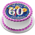 Happy 60th Birthday Candles Stars Confetti Edible Cake Topper Image ABPID13025 Sale