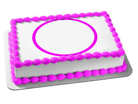 Pink Circle White Interior Edible Cake Topper Image ABPID13007 Sale