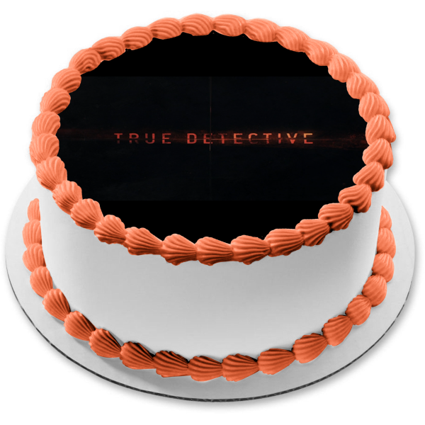 True Detective Logo Black Background Edible Cake Topper Image ABPID27179 Supply