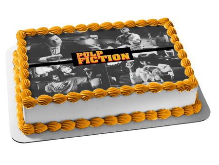 Pulp Fiction Jules Mia Wallace Vincent Butch Black and White Edible Cake Topper Image ABPID27171 Fashion