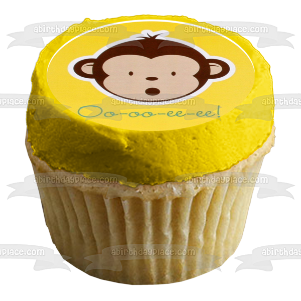 Baby Monkey Blue Yellow Backgrounds Edible Cupcake Topper Images ABPID01203 Sale