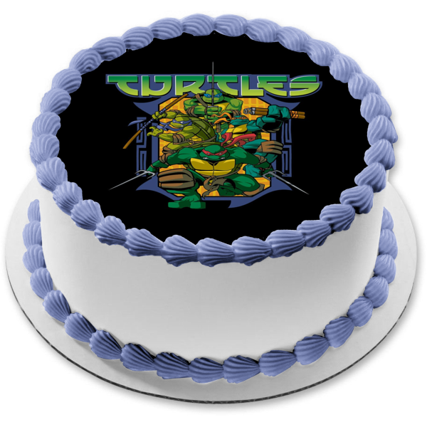 Teenage Mutant Ninja Turtles Donatello Michaelangelo Leonardo and Raphael Tmnt Edible Cake Topper Image ABPID03846 on Sale