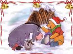 Disney Winnie the Pooh Pooh Bear Eeyore Christmas Celebration Edible Cake Topper Image ABPID09223 Supply