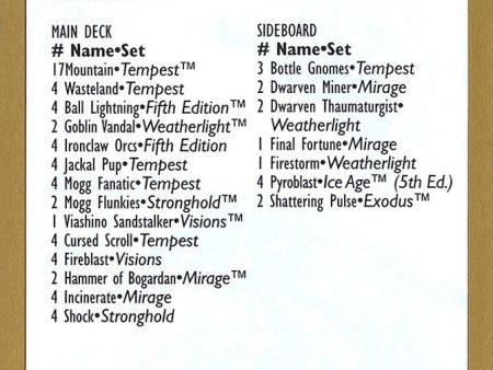 Ben Rubin Decklist [World Championship Decks 1998] Sale