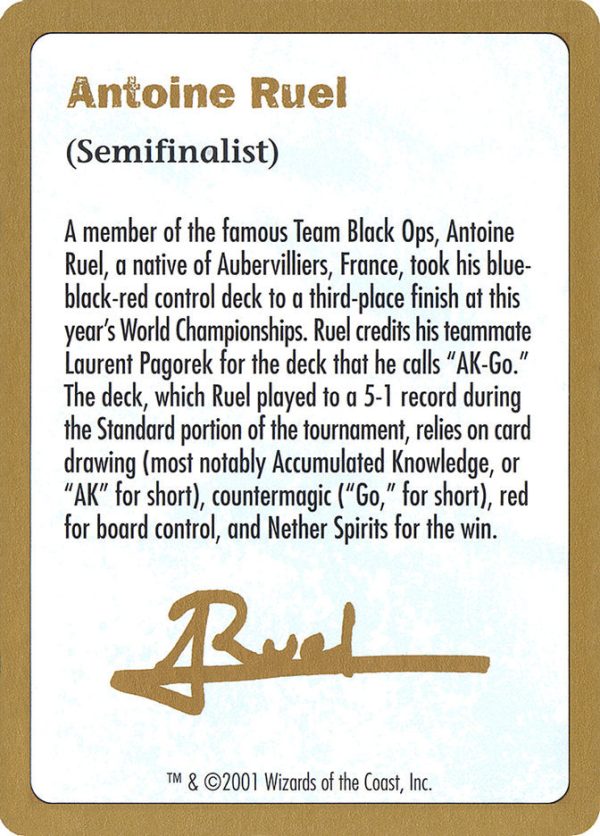 Antoine Ruel Bio [World Championship Decks 2001] Discount